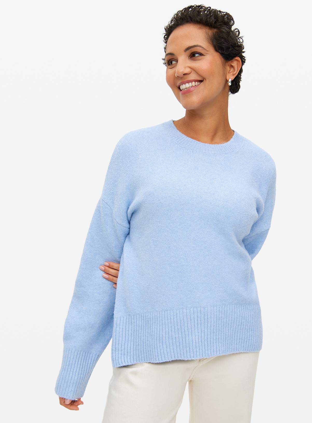 Blue Curved Hem Cosy Knitted Jumper 24 - Image 1